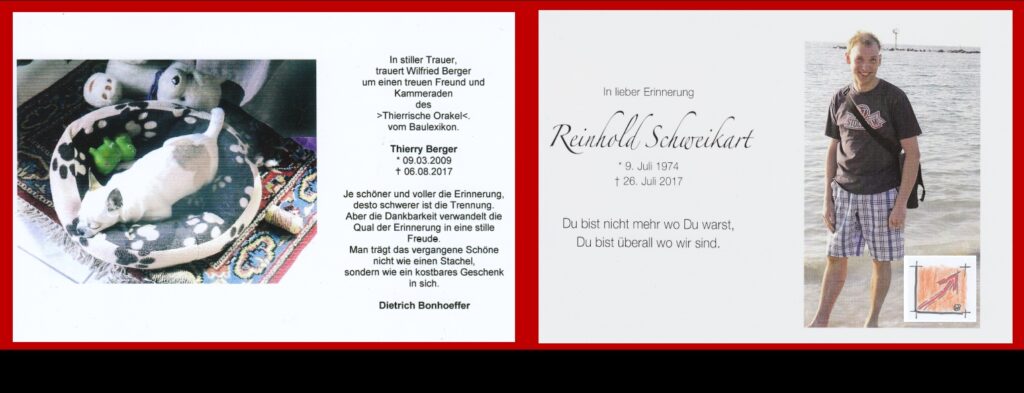 BauFachForum Bauschaden Bauschäden: Die Trauer um Reinhold Schweikhart.