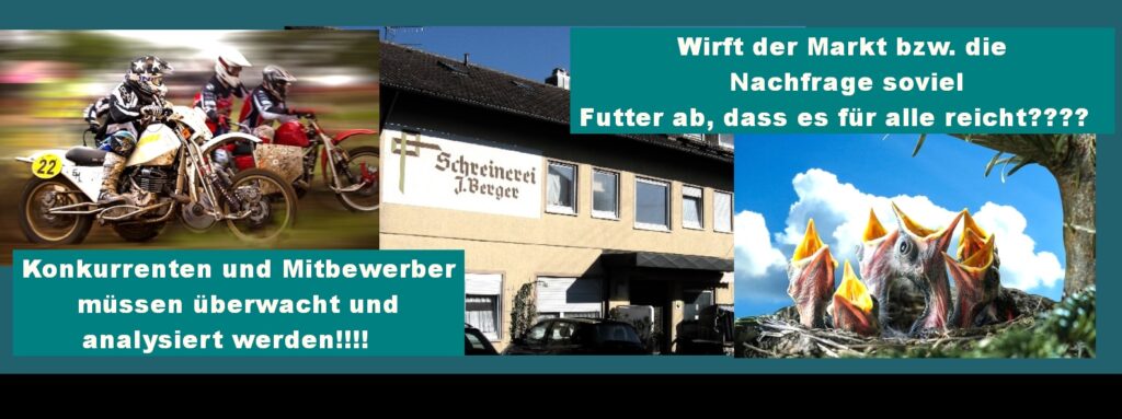 Erste gewonnene Preisarbeit Handwerk: Die Konkurrenz: Mitbewerber müssen analysiert und überwacht werden. Erst mit dem Erfassen der Konkurrenz, kann im Geschäftsplan ausgesagt werden, ob er durchsetzbar ist.