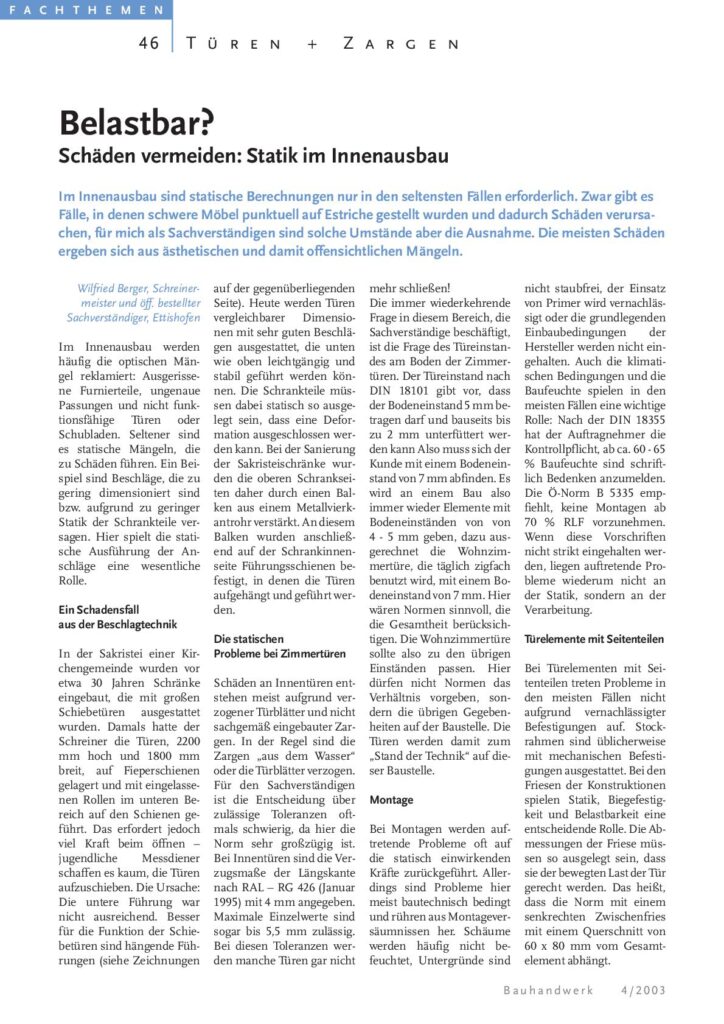 Statik im Möbel und Innenausbau. Schäden durch statische Fehlleistungen. Statik bedeutet ausgleichen der Kräfte. Der Möbelbau ist geprägt durch die Statik der Plattenmaterialien.  