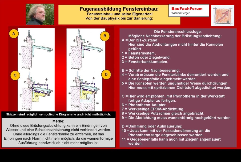 Fensteranschlussfuge Fenstereinbau Bauphysik: Die Wanne muss zwingend ausgebildet werden!!!