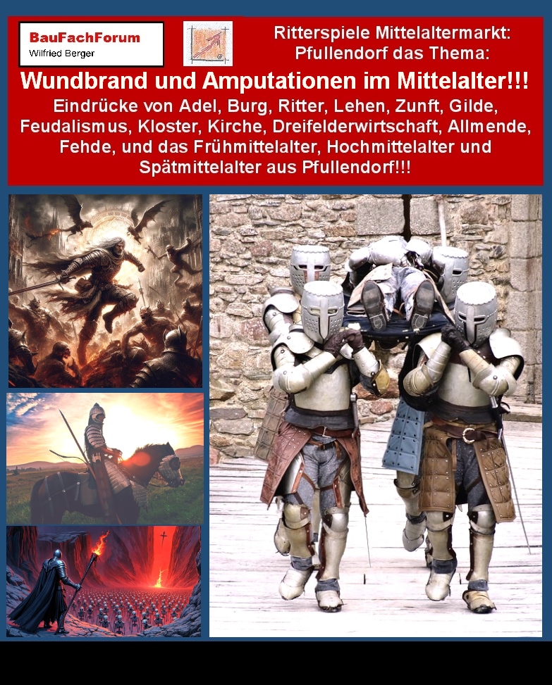 Amputationen waren an der Tagesordnung:
Aus den vielen Schlachten die im Mittealter geführt wurden und mit dem Grundsatz, dass die Ärzte zu wenig Informationen und Erfahrung mit Hygiene bei der Behandlung von Wunden hatten, war der Wundbrand meist eine tödliche Nebenerscheinung. So war mit dem Wundbrand oftmals die Amputationen die einzige Lösung um die Ritter nach den Unfällen bei den Turnieren und in den Schlachten nach ihrem Hippokratischen Aid heraus das Leben zu retten. Allem voran waren es die Feldscher, die sehr viele Amputationen vornahmen. Wie vor bereits vorgetragen, waren die Feldscher die Militärärzte ganz vorne an der Front auf den Schlachtfeldern. Daher werden wir in der Folge das Thema Wundbrand und die daraus oft resultierenden Amputationen von Gliedmaßen, auch nach den Schlachten zuhause in den krankenbetten unter die Lupe nehmen.
Begriffe zum Thema Amputationen:
Ritterspiele aus Pfullendorf, Weltenkrieger Barden des Lichts, Operationen, Ambroise parè, Chirurgie, Chirurg, Beinamputation, Bein Amputiert, Geschichte, Narkose, Hans Seyff, Amputieren, Prothese, BauFachForum, Baulexikon Wilfried Berger.
Einfach das Bild anklicken und Ihr kommt auf passende Videos vom BauFachForum. Dazu verlässt Ihr das BauFachForum und Ihr kommt auf unseren YouTube-Kanal vom BauFachForum. Wenn euch die Shorts zusagen, könnt Ihr zum ausführlichen Thema weiterklicken.
Videoproduktion: BauFachForum, Baulexikon Wilfried Berger. www.baufachforum.de