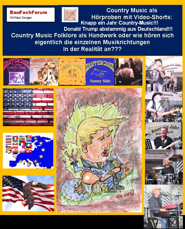 Hörprobe und Wissenswertes über den Song:
The Belle of Liverpool von Derek Ryan:
Dieser Song ist gerade buchstäblich für die Country-Musik aus Amerika. Ryan Derek ist Ire und schrieb diesen Song in Irland als Folk-Song. Grade solche Songs wurden von den Einwanderern aus Europa nach Amerika mitgebracht und vermengten sich dann mit dem Amerikanischen Country.
Kleiner Rückblick der Country Musik in den USA:
Amerika ist ein traditionelles Land der Einwanderer.
Donald Trump brüstet sich, dass er der Amerikaner der Welt ist.
Seine Abstammung ist von Einwanderer aus Deutschland herrührend.
Abstammig aus Deutschland sind seine Großeltern väterlicherseits, Friedrich und Elisabeth Trump die eine geborene Christ ist. Beide stammten aus Kallstadt in der Pfalz, das damals zum Königreich Bayern gehörte. Die Großeltern emigrierten in die Vereinigten Staaten. Donald Trumps Vater, Fred Trump, wurde allerdings in den USA geboren, sodass Donald Trump in zweiter Generation Amerikaner ist.
So war früher Amerika einmal ein Einwandererland für Geschäftsleute wie Friedrich Trump, die dort ein Vermögen machten. Andere kamen arm wie eine Kirchenmaus nach Amerika und wieder andere flohen vor der Strafverfolgung in Europa.
Daher ist es schon verwunderlich, warum Donald Trump heute 2025 Europa mit Füßen tritt!!!
Begriffe zum Thema Amerika:
Knapp ein Jahr, Country Musik, Donald Trump Präsident, Karte, Kontinente, Landschaft, Stadt, Weltkarte, Haus, Hintergrund, Flagge, Nationalpark, Wahrzeichen, BauFachForum, Baulexikon Wilfried Berger.
Einfach das Bild anklicken und Ihr kommt auf passende Video-Short vom BauFachForum. Dazu verlässt Ihr das BauFachForum und Ihr kommt auf unseren YouTube-Kanal vom BauFachForum. Wenn euch die Shorts zusagen, könnt Ihr zum ausführlichen Thema weiterklicken.
Videoproduktion: BauFachForum, Baulexikon Wilfried Berger. www.baufachforum.de