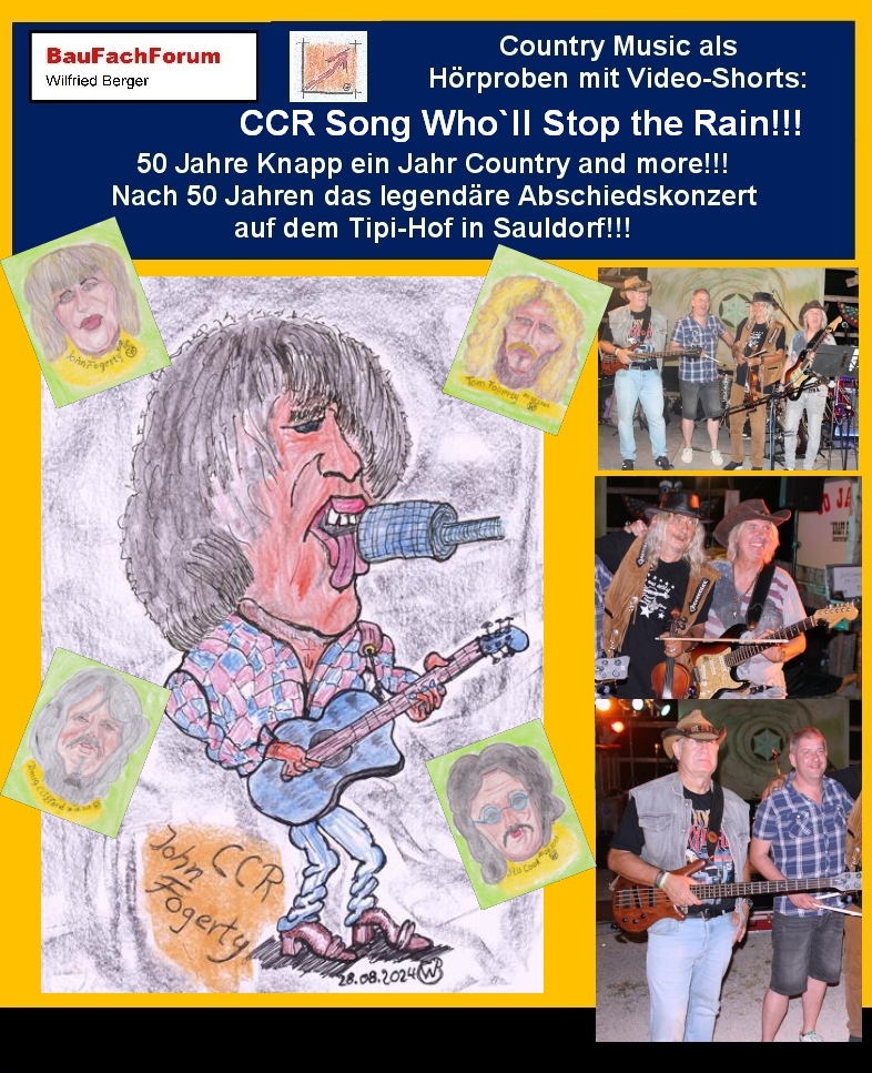 Hör- und Sehprobe Bandvorstellung: Teil 7 des legendären 50 Jahre Abschiedskonzert von Knapp ein Jahr mit dem Song von Creedence Clearwater Revival, Who'll Stop The Rain.
Knapp ein Jahr mit einem legendären Song über Woodtock:
Ein Weiterer Rückschlag der Band, war im Jahr 2015.
Nachdem Dieter Maier mit seinen zahlreichen Instrumenten die Band 2015 verließ, rückte Peter Witzig in den Vordergrund und rüstete seine bereits schon vielen Instrumente nochmals auf. Er trat dann ganz markant in den Vordergrund der Band. Für Dieter Maier wurde dann durch Thomas Budsa, einen Vollblutmusiker aus Friedrichshafen gefunden, der ihn ersetzte. Thomas Budsa deckte somit die E- und Akustik-Gitarre und den Gesang mit ab.
Markant an der Songauswahl von Knapp ein Jahr ist, dass die Band sich immer an Welthits ran traute. Der CCR Song Who'll Stop The Rain gehört hier mit dazu. Ein Song, der bei den Live-Aufritten der Band nicht fehlen darf.
Begriffe zum Thema Who'll Stop The Rain:
50 Jahre Knapp ein Kahr Abschiedskonzert, Amazon, Cords, Fogerty, Nick Nolte, Lyrics, Sheet Music, John Fogerty, Creedence Clearwater Revival, Album, Rain Guitar Cordes, Movie, BauFachForum, Baulexikon Wilfried Berger.
Einfach das Bild anklicken und Ihr kommt auf passende Videos vom BauFachForum. Dazu verlässt Ihr das BauFachForum und Ihr kommt auf unseren YouTube-Kanal vom BauFachForum. Wenn euch die Shorts zusagen, könnt Ihr zum ausführlichen Thema weiterklicken.
Videoproduktion: BauFachForum, Baulexikon Wilfried Berger. www.baufachforum.de