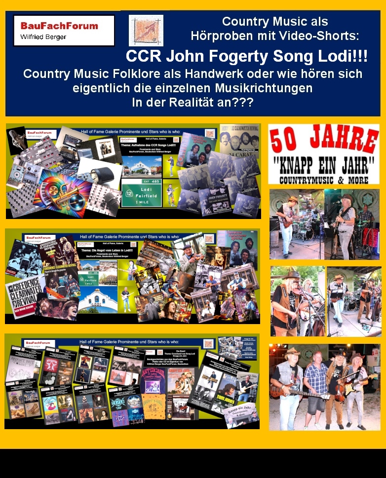 Hör- und Sehprobe Knapp ein Jahr Country and More: Legendären 50 Jahre Abschiedskonzert von Knapp ein Jahr mit dem CCR Song Lodi Wolfgang Seiderer der Teufelsgeiger.
Thema: Was sind Musiker und Gefühlsmusik?
Der Autor vom BauFachForum greift hier zurück auf die für sein Leben beeindruckende Begebenheit, dass er mit dem Teufelsgeiger Wolfgang Seiderer am 06.09.2025 um 11:00, nach dem legendären Konzert im Tipi Hof vor dem Rewe-Kalle Markt in Pfullendorf bei tollem Wetter einen Frühschoppen-Gespräch führen durfte.
Ein klarer Grundsatz vom BauFachForum:
Das BauFachForum ist keine Skandalpresse, die Skandale sucht. Das BauFachForum unterhält eine Skandalpresse bei dem Dinge, die wir normalen Menschen nicht mehr verstehen können für die Zukunft festgehalten werden.
Link zu: Wir decken auf, Skandalpresse im Bauwesen
Also auch der Grundsatz der Verschwiegenheit für das BauFachForum an erster Stelle steht.
Begriffe zum Thema REWE Pfullendorf:
50 Jahre Knapp ein Kahr Abschiedskonzert, Wolfgang Seiderer, Teufelsgeiger, Markt, REWE Prospekt, Tiktok, Einkaufen, REWE Getränkemarkt, REWE Eberhardt, Kalle Eberhardt, Facebook, BauFachForum, Baulexikon Wilfried Berger.
Einfach das Bild anklicken und Ihr kommt auf passende Videos vom BauFachForum. Dazu verlässt Ihr das BauFachForum und Ihr kommt auf unseren YouTube-Kanal vom BauFachForum. Wenn euch die Shorts zusagen, könnt Ihr zum ausführlichen Thema weiterklicken.
Videoproduktion: BauFachForum, Baulexikon Wilfried Berger. www.baufachforum.de