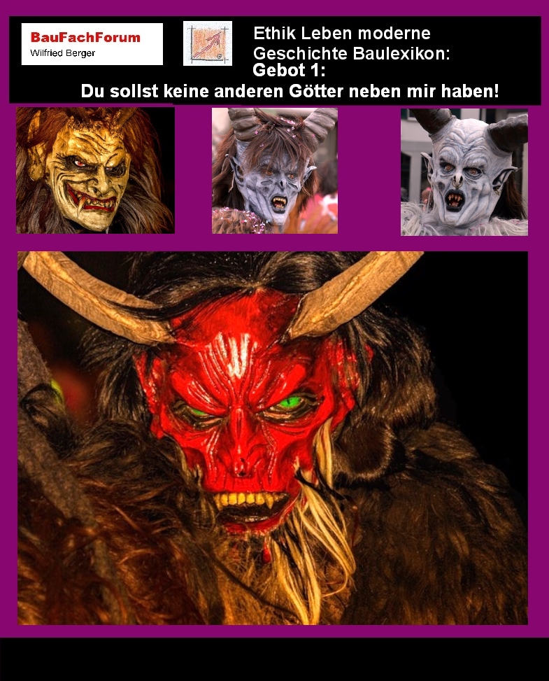 Das erste Gebot:
Hier wird von Gott vorgetragen, dass er die Welt erschaffen hat und auch die Menschen aus seiner Hand geformt wurden. Aus dieser Grundlage heraus spricht Gott hier ein Götterverbot aus, dass die Menschen nur Ihm als wahren Gott anerkennen dürfen. Hier verlangt Gott für seine Schöpfung der Erde und der Menschen somit den uneingeschränkten Gehorsam.
Einfach das Bild anklicken und Ihr kommt auf passende Videos vom BauFachForum. Dazu verlässt Ihr das BauFachForum und Ihr kommt auf unseren YouTube-Kanal vom BauFachForum.