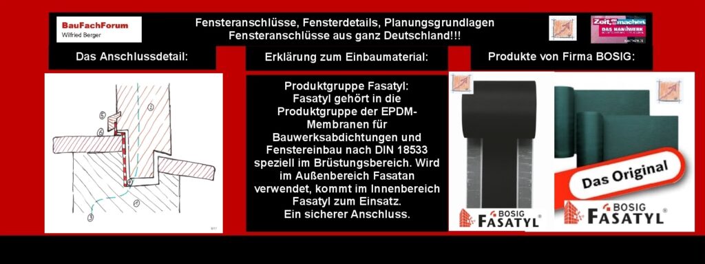 Unterschiedliche Anschluss-Situationen: Grundlegend haben wir es beim Fenstereinbau mit 3 unterschiedlichen Einbausituationen zu tun. Einmal haben wir es mit dem Brüstungsanschluss zu tun, und dann mit dem Sturz und dem Laibungsanschluss. Dabei müssen wir immer erkennen, dass alle diese Anschlüsse aus der physikalischen Feuchtewanderung auch immer mit einem inneren und äußeren Anschluss gesondert behandelt werden müssen. Eine ganz spezielle Verarbeitungsgrundlage hat der Brüstungsanschluss, der in einer höheren Feuchteklasse angesiedelt ist, wie die beiden anderen Anschlüsse. Hier reden wir nicht mehr von Windlasten, sondern von Wassersäulen, die diese Bänder aus der Wasserbelastung entgegenwirken müssen. Begriffe zum Thema Wasserbelastung: Wasserbelastung, ppt, Trinkwasser, Abdichtung, Bundesumweltamt, Tetra, Leitungswasser, Bauwerksabdichtung, Grundwasser, Umwelt, Gewässer, BauFachForum, Baulexikon Wilfried Berger. Einfach das Bild anklicken und Ihr kommt auf passende Videos vom BauFachForum. Dazu verlässt Ihr das BauFachForum und Ihr kommt auf unseren YouTube-Kanal vom BauFachForum. Wenn euch die Shorts zusagen, könnt Ihr zum ausführlichen Thema weiterklicken. Videoproduktion: BauFachForum, Baulexikon Wilfried Berger. www.baufachforum.de Unterschiedliche Anschluss-Situationen:
Grundlegend haben wir es beim Fenstereinbau mit 3 unterschiedlichen Einbausituationen zu tun. Einmal haben wir es mit dem Brüstungsanschluss zu tun, und dann mit dem Sturz und dem Laibungsanschluss. Dabei müssen wir immer erkennen, dass alle diese Anschlüsse aus der physikalischen Feuchtewanderung auch immer mit einem inneren und äußeren Anschluss gesondert behandelt werden müssen. Eine ganz spezielle Verarbeitungsgrundlage hat der Brüstungsanschluss, der in einer höheren Feuchteklasse angesiedelt ist, wie die beiden anderen Anschlüsse. Hier reden wir nicht mehr von Windlasten, sondern von Wassersäulen, die diese Bänder aus der Wasserbelastung entgegenwirken müssen.
Begriffe zum Thema Wasserbelastung:
Wasserbelastung, ppt, Trinkwasser, Abdichtung, Bundesumweltamt, Tetra, Leitungswasser, Bauwerksabdichtung, Grundwasser, Umwelt, Gewässer, BauFachForum, Baulexikon Wilfried Berger.
Einfach das Bild anklicken und Ihr kommt auf passende Videos vom BauFachForum. Dazu verlässt Ihr das BauFachForum und Ihr kommt auf unseren YouTube-Kanal vom BauFachForum. Wenn euch die Shorts zusagen, könnt Ihr zum ausführlichen Thema weiterklicken.
Videoproduktion: BauFachForum, Baulexikon Wilfried Berger. www.baufachforum.de