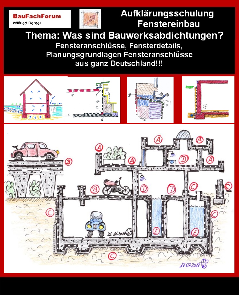 Die Frage: Wie baue ich Fenster Schadensfreier ein?
Ein schadensfreier Fenstereinbau insbesondere im Altbau, ist immer eine planerische Grundlage. Dabei können wir nicht davon ausgehen, dass jeder Fenstereinbau gleich wie der andere ist. Schon gar nicht im Altbau. Daher ist jeder Fenstereinbau mit einer Planung zu planen die erste Grundlage für einen schadensfreien Einbau.
Wichtig ist, daß einmal die Bauwerksabdichtungen beachtet werden und zum anderen die bauphysikalischen Abdichtungen der Fensteranschlussfugen. Weiters ist die Lastabtragung der Fenster zum Mauerwerk eine entscheidende Komponente für den schadensfreien Einbau.
Einfach das Bild anklicken und Ihr kommt auf passende Video-Short vom BauFachForum. Dazu verlässt Ihr das BauFachForum und Ihr kommt auf unseren YouTube-Kanal vom BauFachForum. Wenn euch die Shorts zusagen, könnt Ihr zum ausführlichen Thema weiterklicken.
Videoproduktion: BauFachForum, Baulexikon Wilfried Berger. www.baufachforum.de