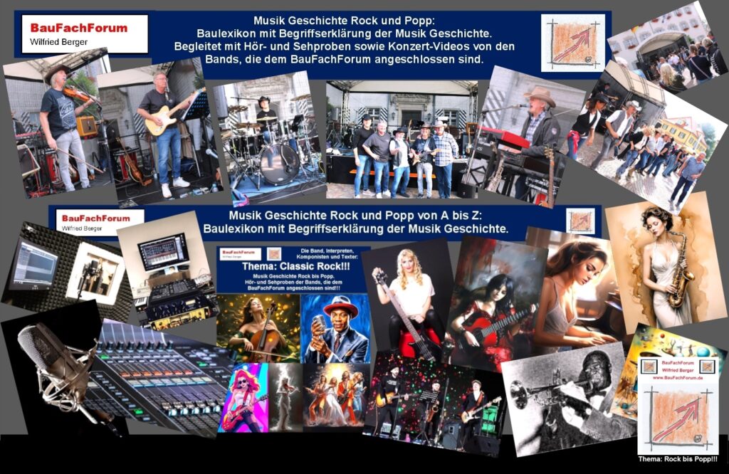 Classic Rock das offizielle Video zum Thema Musik Geschichte Rock bis Popp, BauFachForum, Baulexikon Wilfried #Berger.
Thema: Was Classic Rock mit dem offiziellen Video zum Thema mit Musik von Knapp ein Jahr.
Gebildet hat sich dieser Begriff aus Radio-Sendungen, die sich mit Rock-Musik aus den 1960er-Jahren bis in die 1990er-Jahre beschäftigen und diese Musik auch spielen. Hauptsächlich besteht diese Musikrichtung aus Objekten und Songs von Blues- und Hardrock-Bands wie beispielsweise The Rolling Stones, Jethro Tull, The Who, The Animals, The Kinks und The Yardbirds die in dieser Musikrichtung wegweisend waren.
Die Grundlegende Erkennung dieser Musik sind kraftvolle Gitarrenriffs. Gleichfalls sind charismatische Stimmen und eine Mischung aus Akustik- und E-Instrumente das charakterisiert Merkmal dieser Musikrichtung. Die Band Barclay James Harvest oder kurz BJH mit Ihrem Objekt-Album Gone to Earth mit dem Welthit Hymn ist dafür das beste Beispiel. Heute spricht der Volksmund auch von Rock-Oldies, was allerdings in der Folge richtiger weise noch richtig erklärt wird.
Begriffe zum Thema Classic Rock:
Musik Geschichte Rock bis Popp, Rock meets Classic, Rock Hits, Rock Cafe, Rock Songs, Rock Night, Rock Show, Rock Radio, Musik, BauFachForum, Baulexikon Wilfried Berger.
Einfach das Bild anklicken und Ihr kommt auf passende Videos vom BauFachForum. Dazu verlässt Ihr das BauFachForum und Ihr kommt auf unseren YouTube-Kanal vom BauFachForum. Wenn euch ein Shorts zusagt, könnt Ihr zum ausführlichen Thema weiterklicken.
Thema: Das offizielle Video zu Classic Rock mit Knapp ein Jahr.
Videoproduktion: BauFachForum, Baulexikon Wilfried Berger. www.baufachforum.de