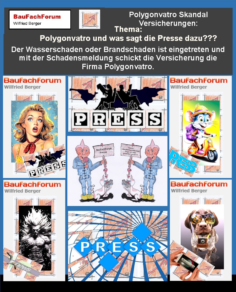 Teil 3 der Hör – und Sehprobe Polygonvatro Skandal Versicherungen, BauFachForum, Baulexikon Wilfried Berger.
Thema: Was sagt die Presse zu Polygonvatro?
In der Folge wollen wir uns natürlich auch noch um die Rechnungen unseres vorliegenden Falls und deren Stundensätze mit ca. 37.-€ kümmern und wie eine Firma mit diesen Stundenansätzen zu Gewinnen kommen kann. Aber, zuvor wollen wir in diesem Teil einmal vortragen, ob die Gutachten vom Sachverständigen Wilfried Berger mit Begutachtung von Polygonvatro Arbeiten nur ein Einzelfall ist. Oder ob hier noch mehrere Fälle zu erkennen sind, bei denen immer das gleiche Geschäftsmodell zu erkennen ist. Daher hat das BauFachForum euch einmal die gesamten Informationen zusammengetragen. In der Skandalzeitung vom BauFachForum findet Ihr auch Links zu den Stellen, die für euch von Bedeutung sein könnten. Bleibt gespannt an diesem Artikel im BauFachForum dran. Informieren ist besser als später den Ärger zu haben.
Begriffe zum Thema Presse:
Polygonvatro Skandal Versicherungen, Zeitung, Maschine, Journalisten, Pressearbeit, Referenz, Öffentlichkeitsarbeit, Nürnberger Nachrichten, Grünen, Bündnis 90, Und Öffentlichkeitsarbeit, BauFachForum, Baulexikon Wilfried Berger.
Einfach das Bild anklicken und Ihr kommt auf passende Videos vom BauFachForum.
Dazu verlässt Ihr das BauFachForum und Ihr kommt auf unseren YouTube-Kanal vom BauFachForum. Wenn euch ein Shorts zusagt, könnt Ihr zum ausführlichen Thema weiterklicken.
Erschöpfende Auskünfte findet Ihr in der Skandalzeitung vom BauFachForum Wilfried Berger.
Videoproduktion: BauFachForum, Baulexikon Wilfried Berger.
www.baufachforum.de