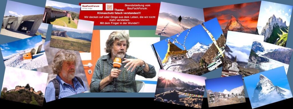 Aus der Sendung im Gespräch von Reinhold Messner und Sandra Meischberger: 20.04.2023 - 17:44 Uhr ARD: Wenn wir die Erfolge von Reinhold Messner einmal Revue passieren lassen und wir erkennen, wie Reinhold Messner weltweit als Vorreiter des Klimaschutzes und der Umweltverschmutzung bis hin im Europaparlament war und ist, bekam er in dieser Sendung erhebliche Kritik an den heutigen Klimaaktivisten. Reinhold Messmer greift die Klimaaktivisten an: Reinhold Messner wirft hier der Letzten Generation und der Formation Friday for Future maßgeblich vor, dass sie mit Gewalt versuchen wollen, die Welt zu retten. Wer ist Fridays for Future? Fridays for Future oder kurz FFF ist dabei eine globale soziale Bewegung um die schwedische Aktivistin Greta Thunberg aus dem Jahr 2018. Dabei wurden freitags Schulstreiks vorgenommen, um auf den Straßen mit Demonstrationen auf die Klimaprobleme der neuen Zeit hinzuweisen. Die Bewegung wurde dann zu einer bedeutenden politischen Kraft. In Deutschland waren dies erhebliche Wellen, die hier politisch in Bewegung gebracht wurden. Wer ist die Letzte Generation? Hier spricht man von einer zivilgesellschaftliche Klimaschutzgruppe. Bekannt wurde die Gruppe durch Ihre Aktionen für den Umweltschutz und das Klima, indem die Aktionen an der Grenze des Strafrechts zu suchen sind. Gegründet wurde die Gruppe 2021 und möchte die Regierung Deutschlands mit Gewalt dazu bewegen, die Klimaziele einzuhalten. Dazu zählt zu einem Hauptthema ein Tempolimit von 100 km/h auf deutschen Autobahnen. Gleichfalls wird ein politischer Gesellschaftsrat gefordert, der die Regierung über notwendige Klimaschutzmaßnahmen berät. Ausgerechnet eine Kritik von Reinhold Messner? Als Hintergrund muss man wissen, dass Reinhold Messner Mitglied der Grünen ist. Also nicht nur in seinen aktiven Umweltaktivitäten auch der Umweltpartei angehört. Dennoch hegt er an diese Gruppierungen heftige Kritik. Zitat aus der Sendung: Diese müssten auch wissen, dass es nicht so einfach ist, wie sie’s fordern! Er verkündete dabei deutlich, dass diese Bewegungen für Ihn nicht nur Störfaktoren sind, sondern auch Hass auslösen. Zitat aus der Sendung zum Thema: Radikalen Klima-Kleber: Da ist Hopfen und Malz verloren. Da bin ich sogar in Wut. Man kann das Klima nicht schützen. Es ist seit Millionen Jahren immer im Wandel. Es geht aufwärts und wieder abwärts. Der Autor Wilfried Berger ist hier der Meinung, dass Reinhold Messer sehr viel Mut besaß, auszudrücken, was viele Deutsche Bürger gleich empfinden. Wenngleich er die Presse wie die Bild ihn jetzt politisch schon in die Ecke der Klimawandel-Leugner stellt. Messmer dann in seinen Ausführungen: Er gibt für die Schuld der globale Erwärmung natürlich den Menschen. Er erklärte wissenschaftlich und sachlich, wenn dies sehr viele Redakteur-Kollegen aus Sensationslust ihrer Berichte auch so auslegten, dass Reinhold Messner den Klimawandel leugnen wolle. Dann am Rande nur erwähnt wird, dass wir Menschen sehr wohl an der momentanen Erderwärmung mit verantwortlich sind. Auch führt er die CO₂-Emissionen durch die Industrialisierung deutlich in den Vordergrund. Gleichfalls ist er der Meinung, dass wir den Abbau Fossiler Brennstoffe fördern müssen. Aber er kritisiert auch: Messmer hegt deutliche Zweifel an der Sinnhaftigkeit vieler Maßnahmen, die von Klimaaktivisten und der Politik vorgenommen werden. Natürlich beschreibt er beeindruckend, wie er selber seit 40 Jahren zuschauen muss, wie die Gletscher schmelzen oder sich der Golfstrom negativ verändert. Aber, er sagt auch deutlich aus: Zitat aus der Sendung: Da können wir nichts daran tun. Er trägt mit seiner weltweiten Erfahrung aus seinen Expeditionen deutlich vor, dass sich die Erde verändern wird, dabei aber nicht zerbrechen wird. Die Erde ist so alt und hat schon so viele Krisen durchlebt, dass der Mensch dabei nur ein Wimpernschlag ist, über die die Welt sich lediglich kurz rülpsen wird. Aber laut Reinhold Messmer, das Klima der Welt nicht von Menschen gerettet werden kann. Dazu hat der Mensch gar nicht die Möglichkeit tausende von Jahren zu überstehen. Zitat Wilfried Berger Erfinder vom Berger Umweltspiel: Die Grundlagen der Menschen ist nicht das Anliegen die Umwelt zu erhalten, sondern ihr eigenes Vermögen! Wie soll dieser Ausspruch verstanden werden? Die Welt wird sich stetig verändern. Es ist lediglich eine Frage, ob der Mensch, der ansässig geworden ist und sein Vermögen in ein Haus am Meer oder einem Fluss oder auch in den Bergen an einem Berghang investiert hat, dieses Vermögen auch erhalten möchte. Also, letztendlich der Mensch nicht danach strebt, dass das Meer, die Gletscher oder die Murenabgänge verhindert werden müssen. Der Mensch ist nur bestrebt, dass beispielsweise kein Tsunami sein Haus wegschwemmt. Oder gleichfalls ein Fluss nicht zur Überschwemmung kommt, damit sein Vermögen überschwemmt und vernichtet wird. Oder, dass ein Murenabgang in den Bergen nicht sein Haus zerstört. Das sind letztendlich die Grundlagen der Menschen um Aktivitäten in den Klimaschutz zu investieren. Vergleichen wir das mal mit Reinhold Messner: Reinhold Messner hat seine Leben lang die Gefahr gesucht und ist auch das Risiko eingegangen in dieser Gefahr zu Tode zu kommen. Er war ein Nomade in der Wanderung durch die Lebensgefahren der Welt. Ein Mensch, der aus der Evolution eines Nomadenvolk kommt, wird sich nicht an einen Standort binden. Wenn es an einem Standort keine Nahrung mehr gibt, wandert er weiter. Also er sich mit seiner Völkerwanderung den Klimaveränderungen so anpassen kann, dass er Ihnen aus dem Wege geht. Wer seine Villa an einen Standort baut wie vor beschrieben, fordert ebenfalls die Natur heraus. Allerdings verlangt er, dass die Natur sein Vermögen in Form seiner Immobilie in Ruhe lässt und schützt. Das kann niemand verlangen! Die Natur wird nie den Menschen schützen, sowenig wie er Mensch die Natur in Ihrem Wandel aufhalten kann. Der Mensch kann nur der Natur aus dem Wege gehen. Das ist gerade die Kunst des Bauens. In der Natur zu bauen und im gleichen Zuge der Natur mit Ihren Naturangriffen aus dem Wege zu gehen. So einfach könnte das Leben sein, wenn Menschen die Natur nicht täglich herausfordern würden. Hier einige Links zum Aktivist Wilfried Berger: Link zu: 1985 Das Berger Umweltspiel Link zu: 1985 Wilfried Berger mit dem Umweltspiel der Zeit damals weit Voraus Link zu: 1985 Die Soziale Frage mit dem Erlös vom Umweltspiel Link zu: 1990 und 1991 Reale Entwicklungshilfe in Biafra nach dem Krieg Begriffe zum Thema Umweltaktivisten: Wir decken auf Skandalzeitung, BauFachForum die Seite des Bauens, Umweltschutz, Tesla, Letzte Generation, Wald, Berliner Elsenbrücke, Klima, Erde, Welt, Katastrophen, BauFachForum, Baulexikon Wilfried Berger. Einfach das Bild anklicken und Ihr kommt auf ein spannendes Video vom BauFachForum, passend zum Thema. Dazu verlässt Ihr das BauFachForum und kommt auf unsere YouTube-Seite vom BauFachForum. Videoproduktion: BauFachForum, Baulexikon Wilfried Berger. www.baufachforum.de Aus der Sendung im Gespräch von Reinhold Messner und Sandra Meischberger:
20.04.2023 - 17:44 Uhr ARD:
Wenn wir die Erfolge von Reinhold Messner einmal Revue passieren lassen und wir erkennen, wie Reinhold Messner weltweit als Vorreiter des Klimaschutzes und der Umweltverschmutzung bis hin im Europaparlament war und ist, bekam er in dieser Sendung erhebliche Kritik an den heutigen Klimaaktivisten.
Reinhold Messmer greift die Klimaaktivisten an:
Reinhold Messner wirft hier der Letzten Generation und der Formation Friday for Future maßgeblich vor, dass sie mit Gewalt versuchen wollen, die Welt zu retten.
Wer ist Fridays for Future?
Fridays for Future oder kurz FFF ist dabei eine globale soziale Bewegung um die schwedische Aktivistin Greta Thunberg aus dem Jahr 2018. Dabei wurden freitags Schulstreiks vorgenommen, um auf den Straßen mit Demonstrationen auf die Klimaprobleme der neuen Zeit hinzuweisen. Die Bewegung wurde dann zu einer bedeutenden politischen Kraft. In Deutschland waren dies erhebliche Wellen, die hier politisch in Bewegung gebracht wurden.
Wer ist die Letzte Generation?
Hier spricht man von einer zivilgesellschaftliche Klimaschutzgruppe. Bekannt wurde die Gruppe durch Ihre Aktionen für den Umweltschutz und das Klima, indem die Aktionen an der Grenze des Strafrechts zu suchen sind.
Gegründet wurde die Gruppe 2021 und möchte die Regierung Deutschlands mit Gewalt dazu bewegen, die Klimaziele einzuhalten. Dazu zählt zu einem Hauptthema ein Tempolimit von 100 km/h auf deutschen Autobahnen. Gleichfalls wird ein politischer Gesellschaftsrat gefordert, der die Regierung über notwendige Klimaschutzmaßnahmen berät.
Ausgerechnet eine Kritik von Reinhold Messner?
Als Hintergrund muss man wissen, dass Reinhold Messner Mitglied der Grünen ist. Also nicht nur in seinen aktiven Umweltaktivitäten auch der Umweltpartei angehört. Dennoch hegt er an diese Gruppierungen heftige Kritik.
Zitat aus der Sendung:
Diese müssten auch wissen, dass es nicht so einfach ist, wie sie’s fordern!
Er verkündete dabei deutlich, dass diese Bewegungen für Ihn nicht nur Störfaktoren sind, sondern auch Hass auslösen.
Zitat aus der Sendung zum Thema:
Radikalen Klima-Kleber:
Da ist Hopfen und Malz verloren. Da bin ich sogar in Wut. Man kann das Klima nicht schützen. Es ist seit Millionen Jahren immer im Wandel. Es geht aufwärts und wieder abwärts.
Der Autor Wilfried Berger ist hier der Meinung, dass Reinhold Messer sehr viel Mut besaß, auszudrücken, was viele Deutsche Bürger gleich empfinden. Wenngleich er die Presse wie die Bild ihn jetzt politisch schon in die Ecke der Klimawandel-Leugner stellt.
Messmer dann in seinen Ausführungen:
Er gibt für die Schuld der globale Erwärmung natürlich den Menschen. Er erklärte wissenschaftlich und sachlich, wenn dies sehr viele Redakteur-Kollegen aus Sensationslust ihrer Berichte auch so auslegten, dass Reinhold Messner den Klimawandel leugnen wolle. Dann am Rande nur erwähnt wird, dass wir Menschen sehr wohl an der momentanen Erderwärmung mit verantwortlich sind. Auch führt er die CO₂-Emissionen durch die Industrialisierung deutlich in den Vordergrund. Gleichfalls ist er der Meinung, dass wir den Abbau Fossiler Brennstoffe fördern müssen.
Aber er kritisiert auch:
Messmer hegt deutliche Zweifel an der Sinnhaftigkeit vieler Maßnahmen, die von Klimaaktivisten und der Politik vorgenommen werden. Natürlich beschreibt er beeindruckend, wie er selber seit 40 Jahren zuschauen muss, wie die Gletscher schmelzen oder sich der Golfstrom negativ verändert. Aber, er sagt auch deutlich aus:
Zitat aus der Sendung:
Da können wir nichts daran tun.
Er trägt mit seiner weltweiten Erfahrung aus seinen Expeditionen deutlich vor, dass sich die Erde verändern wird, dabei aber nicht zerbrechen wird. Die Erde ist so alt und hat schon so viele Krisen durchlebt, dass der Mensch dabei nur ein Wimpernschlag ist, über die die Welt sich lediglich kurz rülpsen wird. Aber laut Reinhold Messmer, das Klima der Welt nicht von Menschen gerettet werden kann. Dazu hat der Mensch gar nicht die Möglichkeit tausende von Jahren zu überstehen.
Zitat Wilfried Berger Erfinder vom Berger Umweltspiel:
Die Grundlagen der Menschen ist nicht das Anliegen die Umwelt zu erhalten, sondern ihr eigenes Vermögen!
Wie soll dieser Ausspruch verstanden werden?
Die Welt wird sich stetig verändern. Es ist lediglich eine Frage, ob der Mensch, der ansässig geworden ist und sein Vermögen in ein Haus am Meer oder einem Fluss oder auch in den Bergen an einem Berghang investiert hat, dieses Vermögen auch erhalten möchte. Also, letztendlich der Mensch nicht danach strebt, dass das Meer, die Gletscher oder die Murenabgänge verhindert werden müssen. Der Mensch ist nur bestrebt, dass beispielsweise kein Tsunami sein Haus wegschwemmt. Oder gleichfalls ein Fluss nicht zur Überschwemmung kommt, damit sein Vermögen überschwemmt und vernichtet wird. Oder, dass ein Murenabgang in den Bergen nicht sein Haus zerstört. Das sind letztendlich die Grundlagen der Menschen um Aktivitäten in den Klimaschutz zu investieren.
Vergleichen wir das mal mit Reinhold Messner:
Reinhold Messner hat seine Leben lang die Gefahr gesucht und ist auch das Risiko eingegangen in dieser Gefahr zu Tode zu kommen. Er war ein Nomade in der Wanderung durch die Lebensgefahren der Welt. Ein Mensch, der aus der Evolution eines Nomadenvolk kommt, wird sich nicht an einen Standort binden. Wenn es an einem Standort keine Nahrung mehr gibt, wandert er weiter. Also er sich mit seiner Völkerwanderung den Klimaveränderungen so anpassen kann, dass er Ihnen aus dem Wege geht.
Wer seine Villa an einen Standort baut wie vor beschrieben, fordert ebenfalls die Natur heraus. Allerdings verlangt er, dass die Natur sein Vermögen in Form seiner Immobilie in Ruhe lässt und schützt. Das kann niemand verlangen! Die Natur wird nie den Menschen schützen, sowenig wie er Mensch die Natur in Ihrem Wandel aufhalten kann. Der Mensch kann nur der Natur aus dem Wege gehen. Das ist gerade die Kunst des Bauens. In der Natur zu bauen und im gleichen Zuge der Natur mit Ihren Naturangriffen aus dem Wege zu gehen. So einfach könnte das Leben sein, wenn Menschen die Natur nicht täglich herausfordern würden.
Hier einige Links zum Aktivist Wilfried Berger:
Link zu: 1985 Das Berger Umweltspiel
Link zu: 1985 Wilfried Berger mit dem Umweltspiel der Zeit damals weit Voraus
Link zu: 1985 Die Soziale Frage mit dem Erlös vom Umweltspiel
Link zu: 1990 und 1991 Reale Entwicklungshilfe in Biafra nach dem Krieg
Begriffe zum Thema Umweltaktivisten:
Wir decken auf Skandalzeitung, BauFachForum die Seite des Bauens, Umweltschutz, Tesla, Letzte Generation, Wald, Berliner Elsenbrücke, Klima, Erde, Welt, Katastrophen, BauFachForum, Baulexikon Wilfried Berger.
Einfach das Bild anklicken und Ihr kommt auf ein spannendes Video vom BauFachForum, passend zum Thema.
Dazu verlässt Ihr das BauFachForum und kommt auf unsere YouTube-Seite vom BauFachForum.
Videoproduktion: BauFachForum, Baulexikon Wilfried Berger. www.baufachforum.de