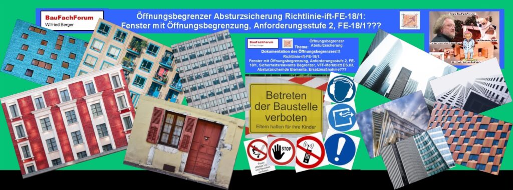 Darstellung von BG-Sicherheitszeichen: Gebotsschild zur korrekten Nutzung und Verbotsschild gegen unbefugtes Entriegeln von Fenster-Öffnungsbegrenzern.