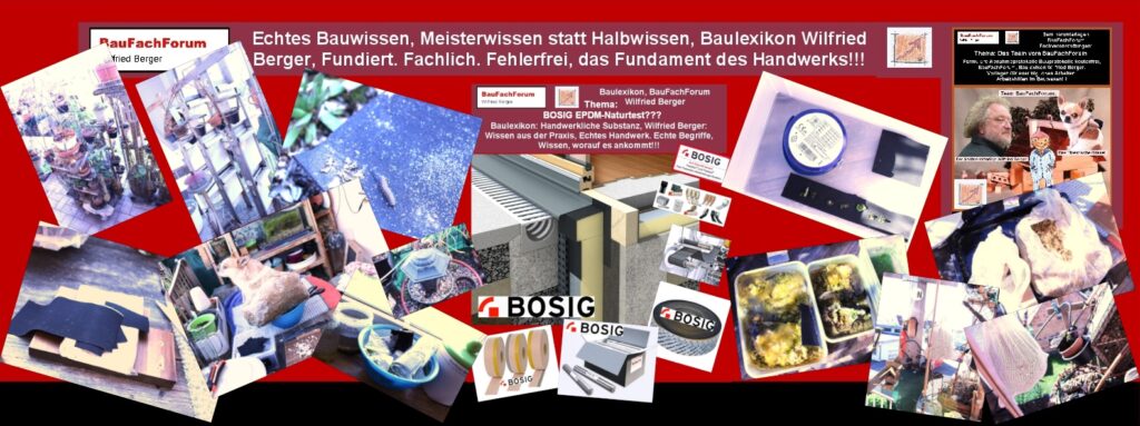 Collage EPDM-Produkte von BOSIG im 5-Jahres-Naturtest: Nachweis von Sauerstoffbildung und Schnecken-Habitat auf Dichtungsbahnen.
