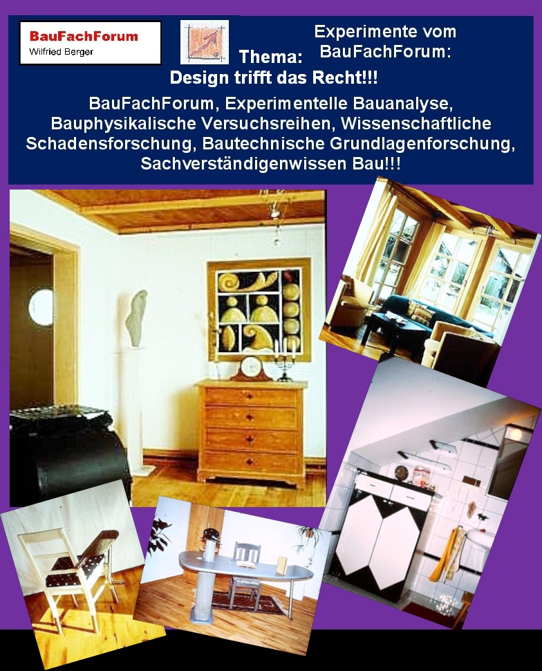 Das Bild zeigt aufwendig erforschte Design-Möbel aus der Hand des Autors. Allerdings hat auch der Autor in seiner Kollektion der Mensch im Möbel nie Produkte gefertigt, die nur Kunst waren. Die Produkte waren alle gebrachstauglich.