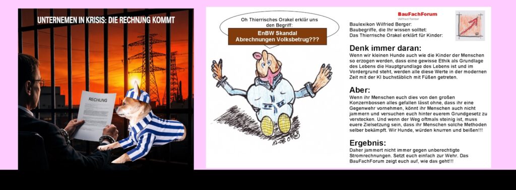 Tierisches Orakel im blau-weißen Sträflingsanzug im EnBW KI Abrechnung Skandal vor Gericht!