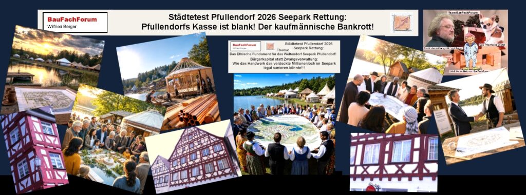 Das Bild zeigt, wie der Autor sich die Umsetzung des Weltendorf Seepark Pfullendorf vorstellt. Ein Mitteinander der Bürger mit den Beamten der Stadt.
Bild: Teilweise KI-generiertes Analysebilder mit der KI erstelt.
